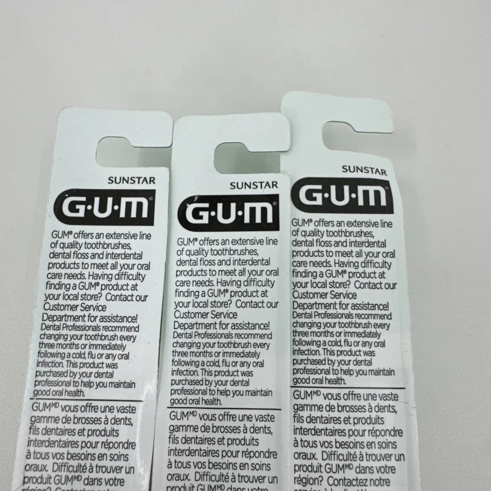 3 Butler GUM 411 Classic Full size (4 rows) brushes Soft & Straight toothbrush‎